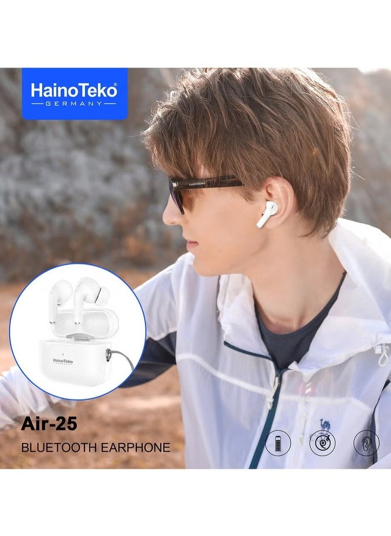 Haino Teko Air 25 True Wireless Bluetooth Earphones with Bass-Rich Sound and Super Clear Microphone – Compatible with iPhones and iPads – Premium Sound Quality for Music, Calls, and Entertainment - Image 2