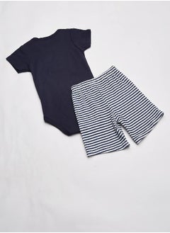 hudson baby Hudson Baby Unisex Baby Cotton Bodysuit, Shorts and Shoe Set, Sailor Whale, 6-9 Months  - Image 3