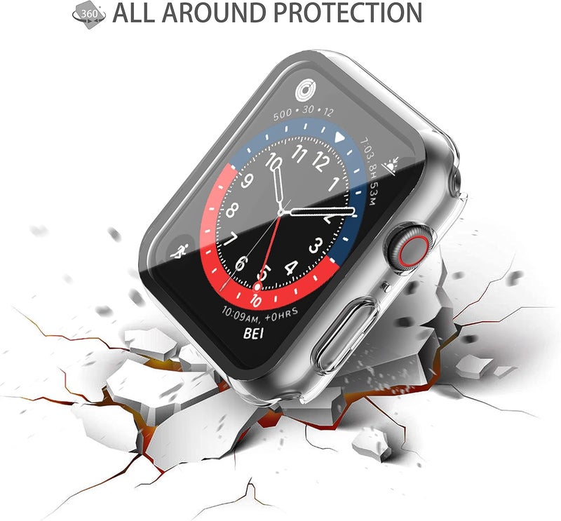 Misxi 2 Pack Hard PC Case For Apple Watch Series 7 45mm, With Tempered Glass Screen Protector Ultra-Thin Scratch Resistant Overall Protective - Transparent - Image 4
