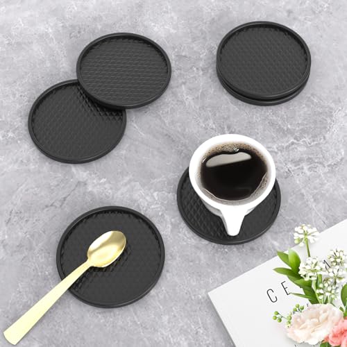 Garolue Silicone Coffee Mat with 6 Coasters,24"x16" Counter Bar Mat Fits Under Coffee Maker/Pot & Espresso Machine, Bar Aceessories,Detachable Drying Pad for Tamper,Sugar Packets,Cups & Countertop Protection - Image 4