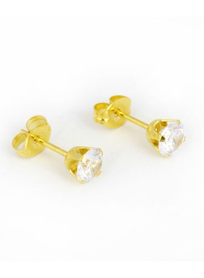 Studex 5MM Cubic Zirconia 24K Pure Gold Plated Ear Studs - Image 2