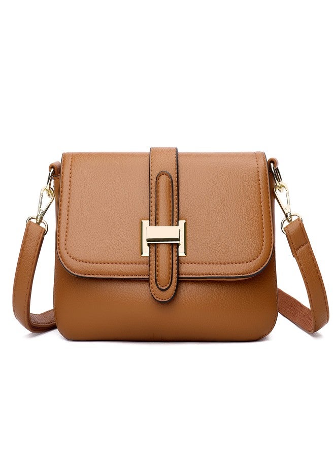 FSD.WG Fashion Quilted Crossbody Bag,Leather Ladies Shoulder Purses, Mini Shoulder Bag,Phone Wallet Purse for Women, Brown, Large - Image 1