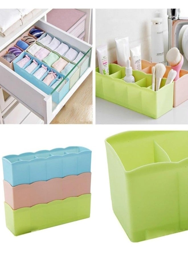 VILOMP 5 Grid Plastic Storage Box Drawer Socks Organizer Versatile Compact Efficient Multi Purpose Sturdy Space Saving Durable Neat and Tidy Functional Organize Set of 3 Multicolour - Image 5