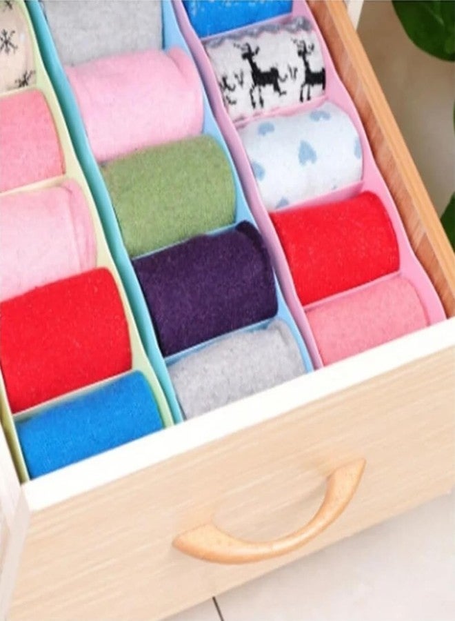 VILOMP 5 Grid Plastic Storage Box Drawer Socks Organizer Versatile Compact Efficient Multi Purpose Sturdy Space Saving Durable Neat and Tidy Functional Organize Set of 3 Multicolour - Image 4