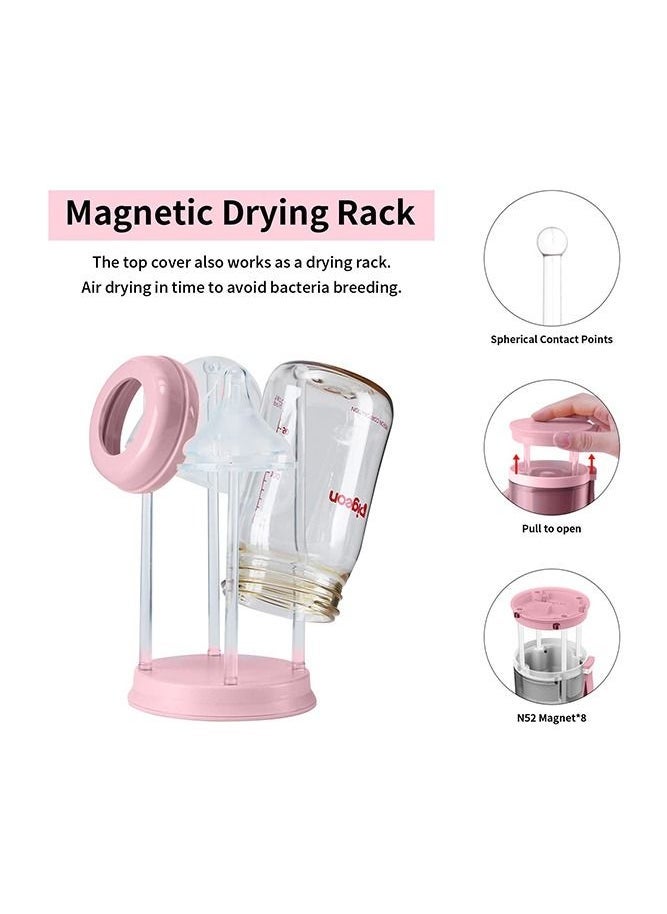 DOOKOO Baby Bottle Brush Set with Extendable Silicone Bottle Brush, Pacifier Brush, Drying Rack, Straw Cleaner Brush, Soap Dispenser, Suitable for Home, Travel, and Family Visits, Pink - Image 4