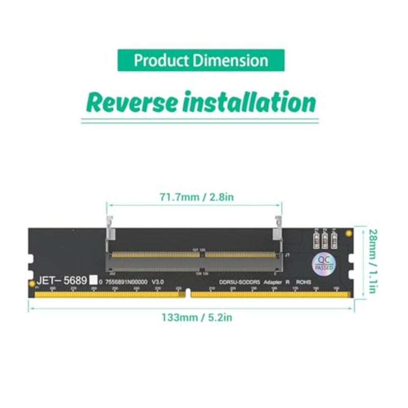 DDR5 U DIMM to SO DIMM Adapter Card, Convert Laptop DDR5 Memory for Desktop Use Laptop to Desktop Converter Technology for Computer Repair and Maintenance - Image 3