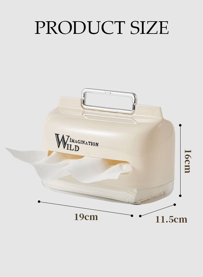 DUNISO Portable Tissue Box Holder with Cover and Handle Large Capacity Storage Modern Kleenex Tissue Holder Decorative Cube Tissue Holder Portable Napkin Tissue Box Napkin Organizer for Home Office Restaurant - Image 2