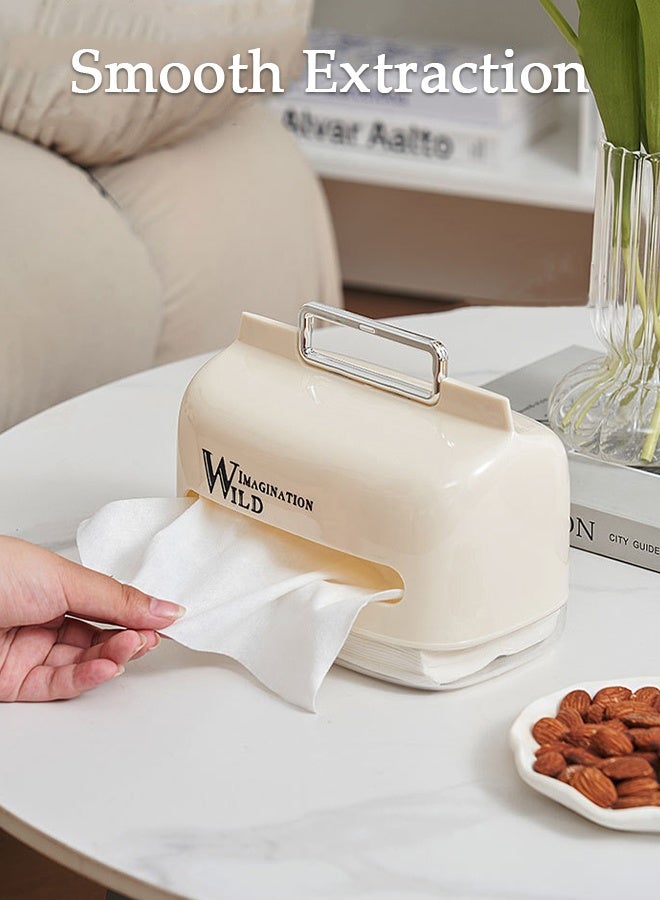 DUNISO Portable Tissue Box Holder with Cover and Handle Large Capacity Storage Modern Kleenex Tissue Holder Decorative Cube Tissue Holder Portable Napkin Tissue Box Napkin Organizer for Home Office Restaurant - Image 5