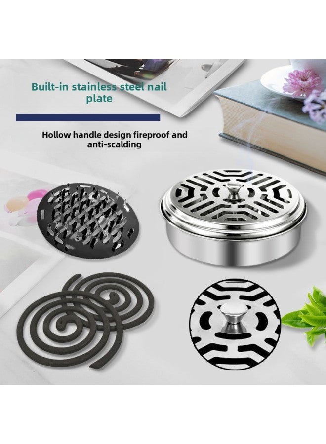 Fireproof Mosquito-repellent Incense Box Household Stainless Steel Mosquito-repellent Incense Tray With Cover Mosquito-repellent Incense Rack Creative Ash Tray Mosquito-repellent Incense Tray-Color:Loss-loss Sale: 1 Pack [durable For A Summer]  - Image 2