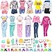 ENOCHT 40 PCS Doll Clothes and Outfits 6 Pants Outfits 10 Shoes 15 Makeup Accessories and 9 Tableware Accessories for 115 inch Doll Girl Dolls - Image 3
