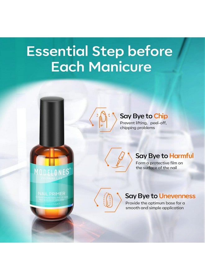 modelones Nail Primer, 15 ml Acid Free No Lift Nail Prep Dehydrator Bond Primer, Hema-Free Nail Bonder for Gel Nail Polish Nail Supplies Set - Image 2