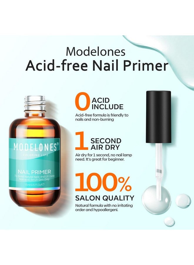 modelones Nail Primer, 15 ml Acid Free No Lift Nail Prep Dehydrator Bond Primer, Hema-Free Nail Bonder for Gel Nail Polish Nail Supplies Set - Image 3