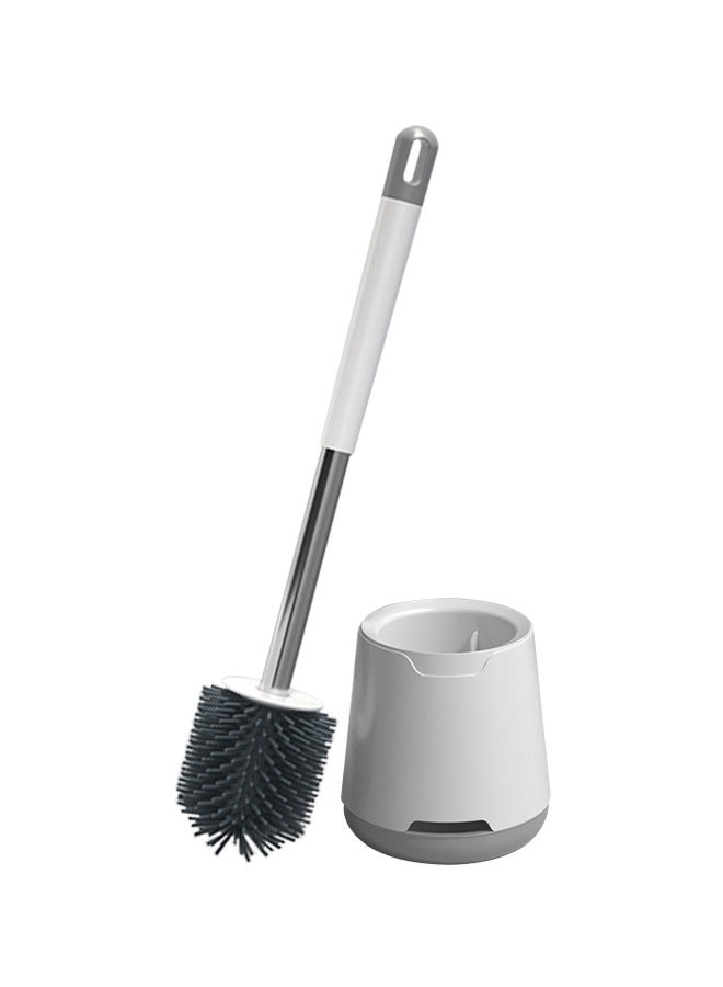 مجموعة فرشاة المرحاض المثبتة على الحائط مع حامل، وقاعدة تهوية مضادة للتنقيط ورأس شعيرات قابل للإزالة، ومقبض طويل للتنظيف العميق - Image 1