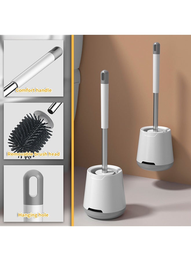 مجموعة فرشاة المرحاض المثبتة على الحائط مع حامل، وقاعدة تهوية مضادة للتنقيط ورأس شعيرات قابل للإزالة، ومقبض طويل للتنظيف العميق - Image 3