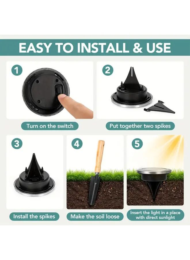 12 Pack Solar Ground Spotlight White Light Outdoor Landscape Lamp - Image 5