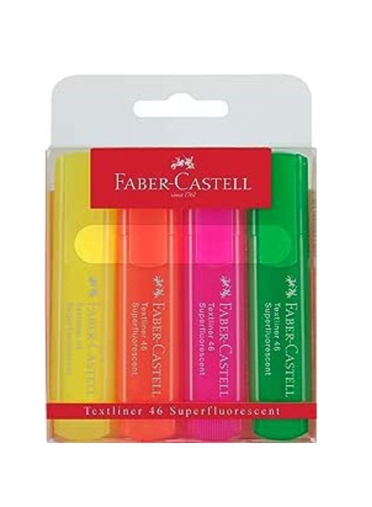 FABER-CASTELL Super-Fluorescent Highlighter Wallet Of 4  - Image 1