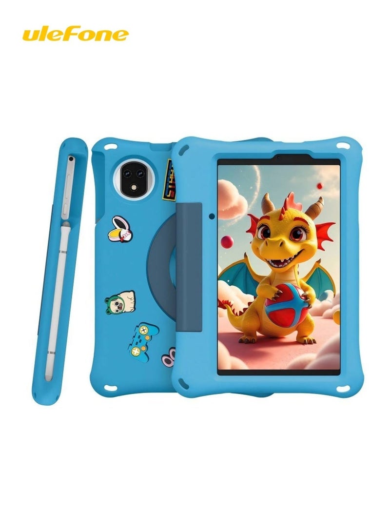 أوليفون Ulefone Tab A9 Pro Kids Tablet, 8.68" 90Hz HD+ Display, MediaTek Helio G91 Octa-Core, 4GB RAM + 128GB ROM, Up to 8GB RAM, 2TB Expandable, Android 15, 5040mAh Battery, Dual SIM 4G, Kids EVA Case & Stylus, Blue - Image 1