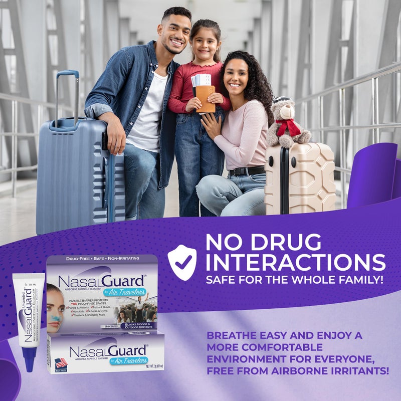 NasalGuard Airborne Particle Blocker Nasal Gel for Air Travelers - Drug-Free, Non-irritating, Non-drowsy, Airplane Travel Approved (Unscented) - Over 150 Applications Per Tube (0.1 oz, Pack of 1) - Image 2