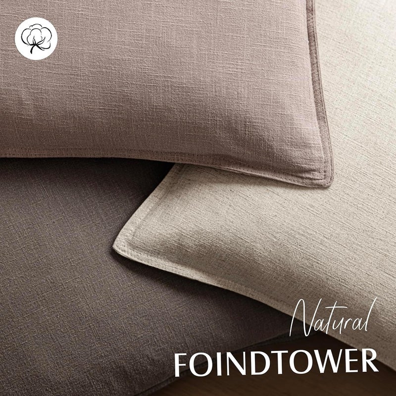 Foindtower Set of 2, Decorative Linen Soild Throw Pillow Covers Soft Accent Euro Cushion Case Boho Farmhouse Pillowcase for Chair Couch Sofa Bedroom Living Room Home Decor 20 x 20 Inch Dusty Pink - Image 4