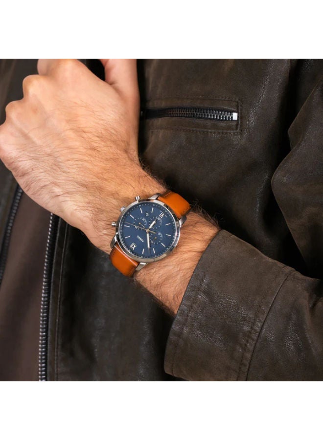 FOSSIL Men Leather Chronograph Wrist Watch FS5708SET with Bracelet Set - Image 4