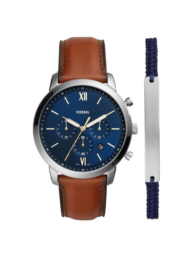 FOSSIL Men Leather Chronograph Wrist Watch FS5708SET with Bracelet Set - Image 1