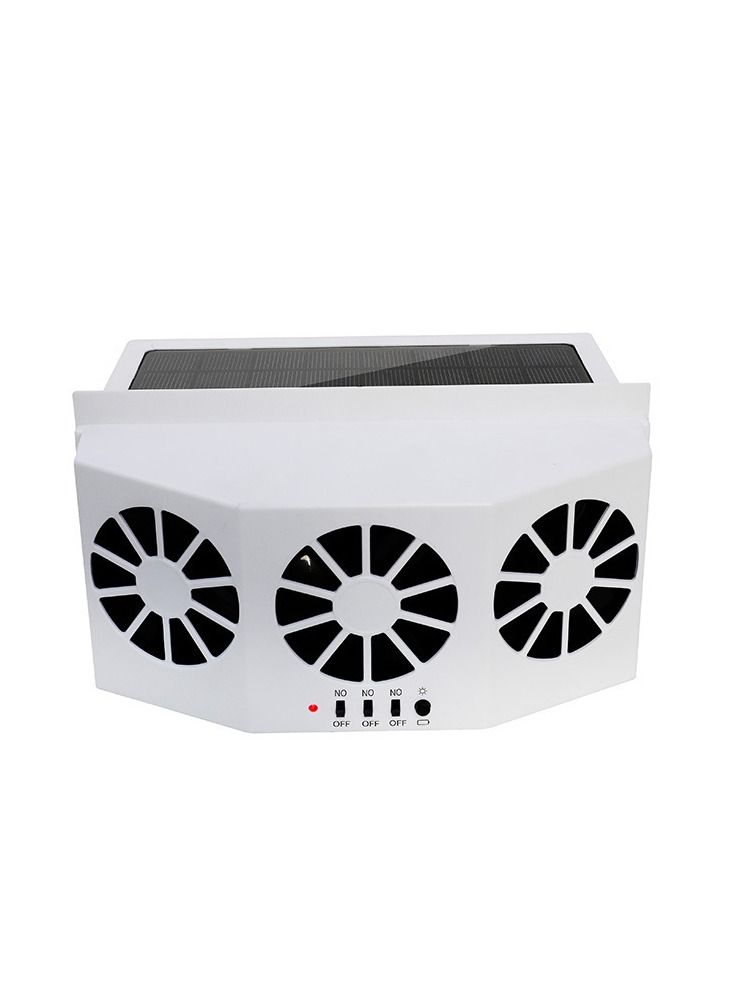 Sharpdo 2-in-1 Car Solar Powered and Rechargeable Exhaust and Ventilation Fan Energy Saving White - Image 1