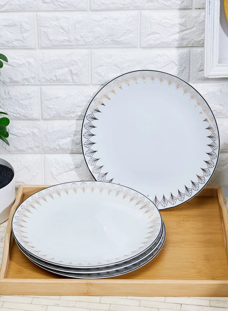 AURORA Set Of 4 Coupe Dinner Plate Deco Glam - Black/Gold In Mail Order Packaging