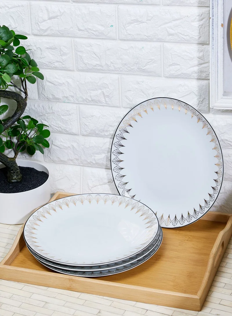 AURORA Set Of 4 Coupe Dinner Plate Deco Glam - Black/Gold In Mail Order Packaging