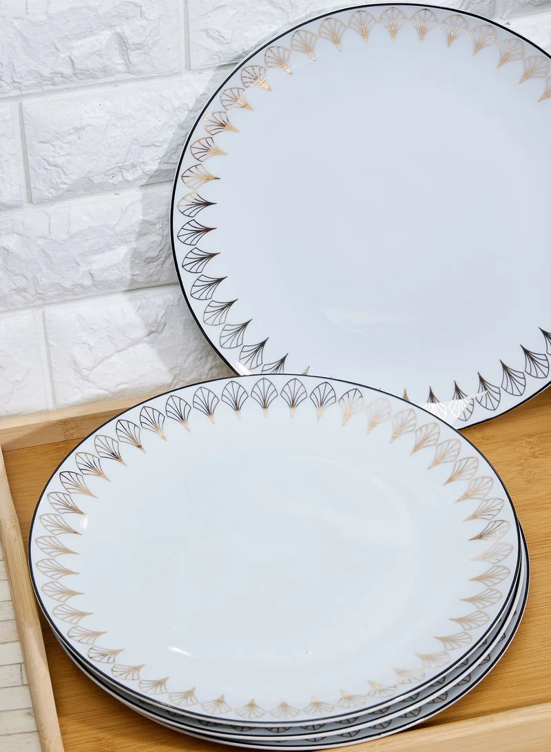 AURORA Set Of 4 Coupe Dinner Plate Deco Glam - Black/Gold In Mail Order Packaging