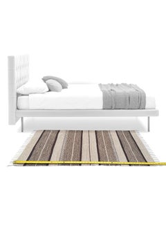 H2H H2H House2Home - Cotton Bedside Rug, Stripe Design, 2x4ft Rug, Thickness 8mm | Best Used as Bedside, Small Runner, Corridor Mat, Kitchen, Bedroom or Gift - 60x120cm Brown  - Image 1