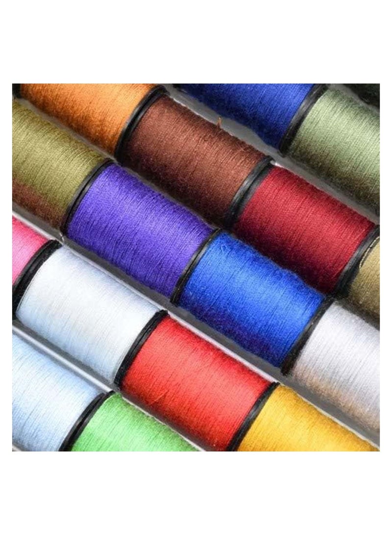SYOSI Sewing Thread Tools Kit 64 Rolls Machine Thread Spools and Sewing Bobbins Sewing Accessories with Scissors Thimble Threader Tape Measure and 30pcs Needles Multi-Color  - Image 4