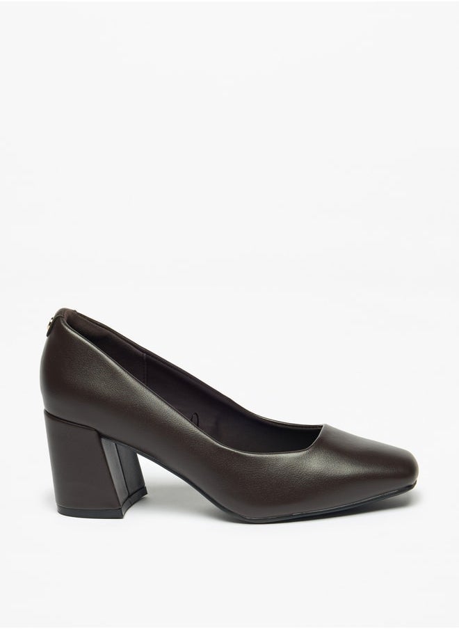 Celeste Women's Solid Slip-On Shoes with Block Heels  - Image 3