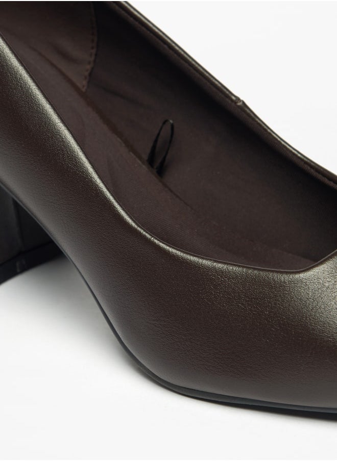 Celeste Women's Solid Slip-On Shoes with Block Heels  - Image 4