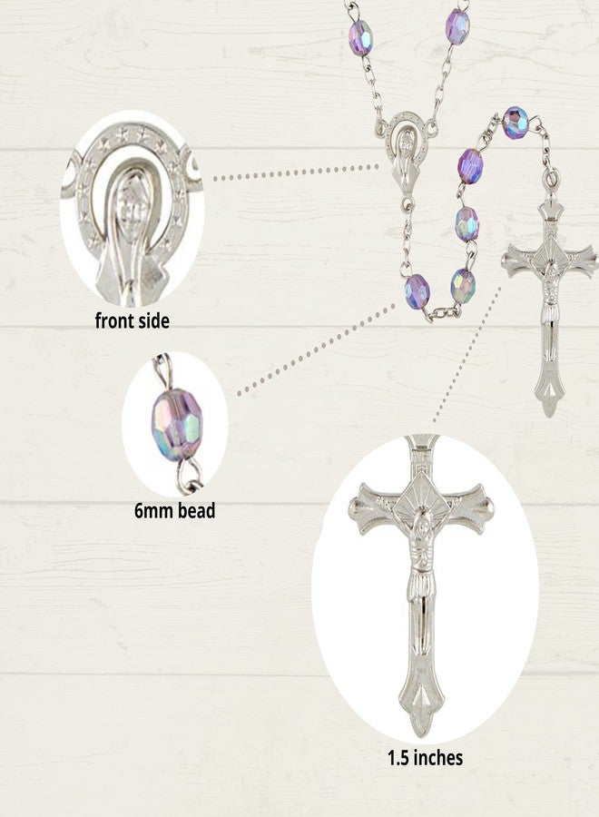 Needzo Purple Rosary Beads Catholic for Women, Prayer Bead Strand and Pouch Religious Keepsake Gift, Confirmation Necklace, 1.5 Inch Madonna Centerpiece - Image 3