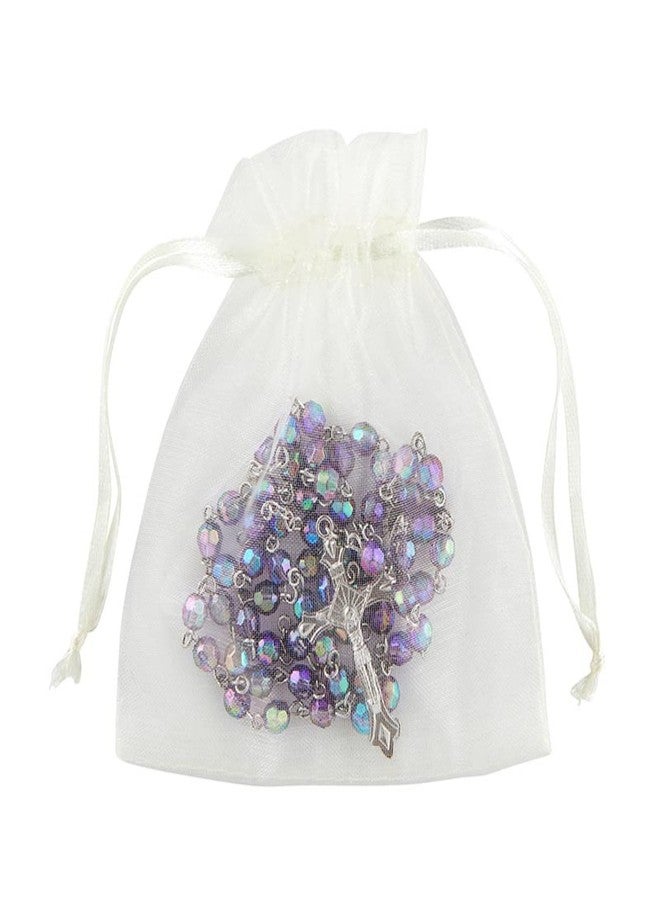 Needzo Purple Rosary Beads Catholic for Women, Prayer Bead Strand and Pouch Religious Keepsake Gift, Confirmation Necklace, 1.5 Inch Madonna Centerpiece - Image 4