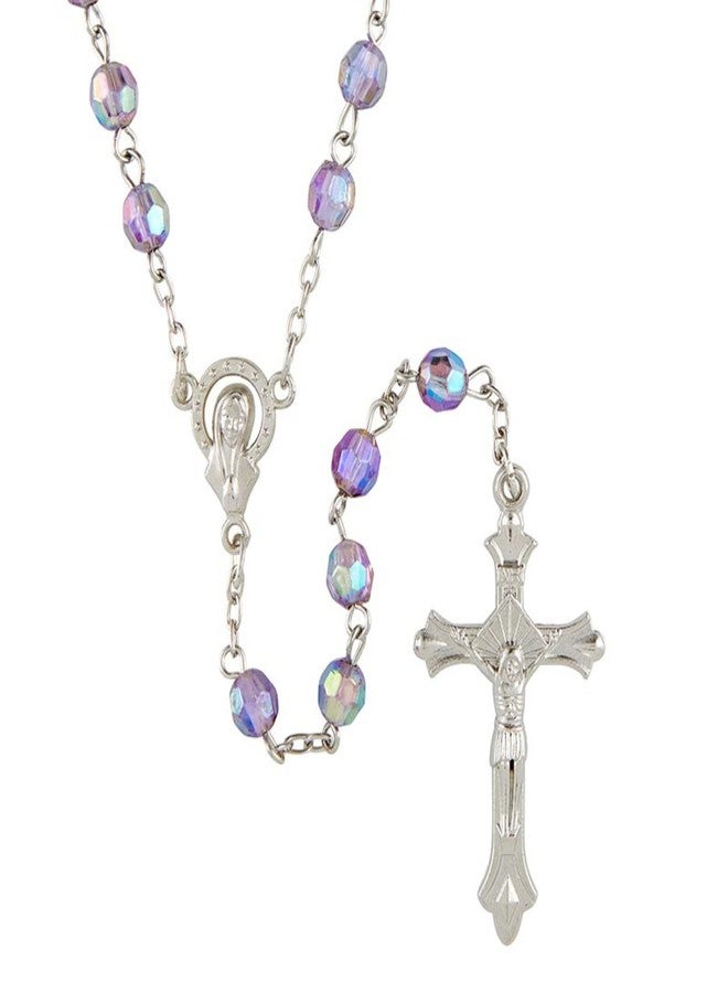 Needzo Purple Rosary Beads Catholic for Women, Prayer Bead Strand and Pouch Religious Keepsake Gift, Confirmation Necklace, 1.5 Inch Madonna Centerpiece - Image 1