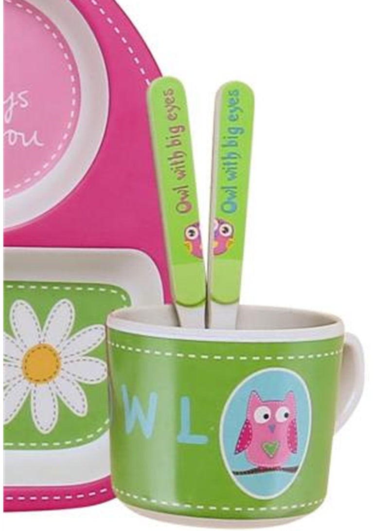 Tableware set bamboo fiber divided plate cute baby baby eating cartoon bowl divided food supplement tableware - Image 2