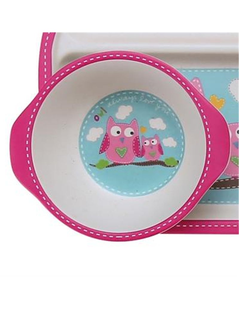 Tableware set bamboo fiber divided plate cute baby baby eating cartoon bowl divided food supplement tableware - Image 3