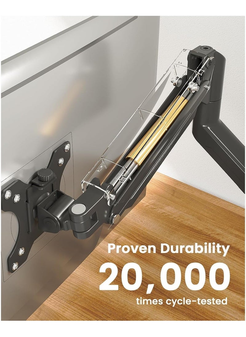 TIGER Single Monitor Arm for 13-32 Inch Screens – Adjustable Gas Spring Monitor Mount Holds up to 22 lbs, VESA 100x100mm, C-Clamp & Grommet Base, Ergonomic Computer Stand – Desk Mount for Home & Office - Image 2