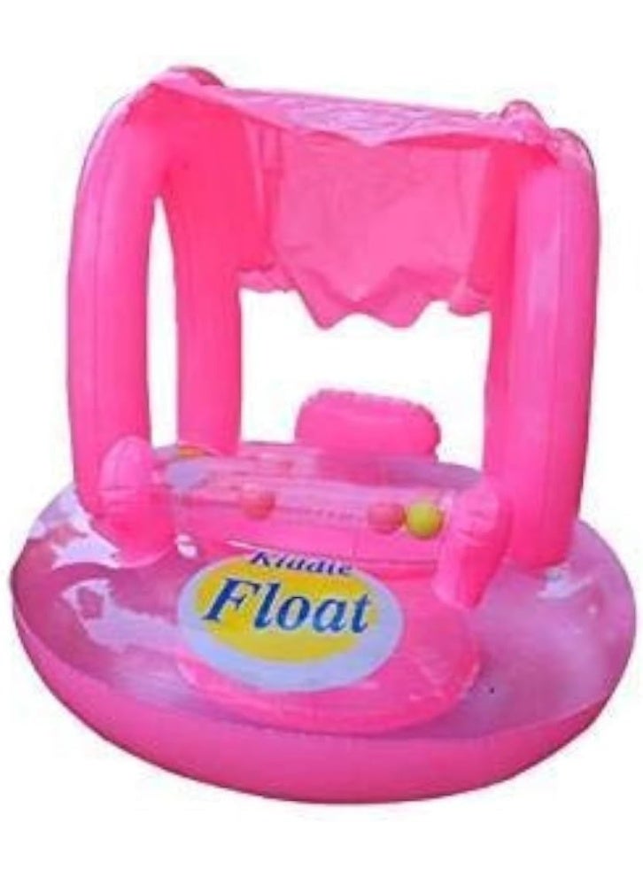 كيدي تاندة سباحة للاطفال -عوامة أطفال وردية بغطاء شمس وألعاب خرز –  مقعد سباحة قابل للنفخ للرضّع والصغار، آمن وممتع لحظات الماء الأولى - Image 3