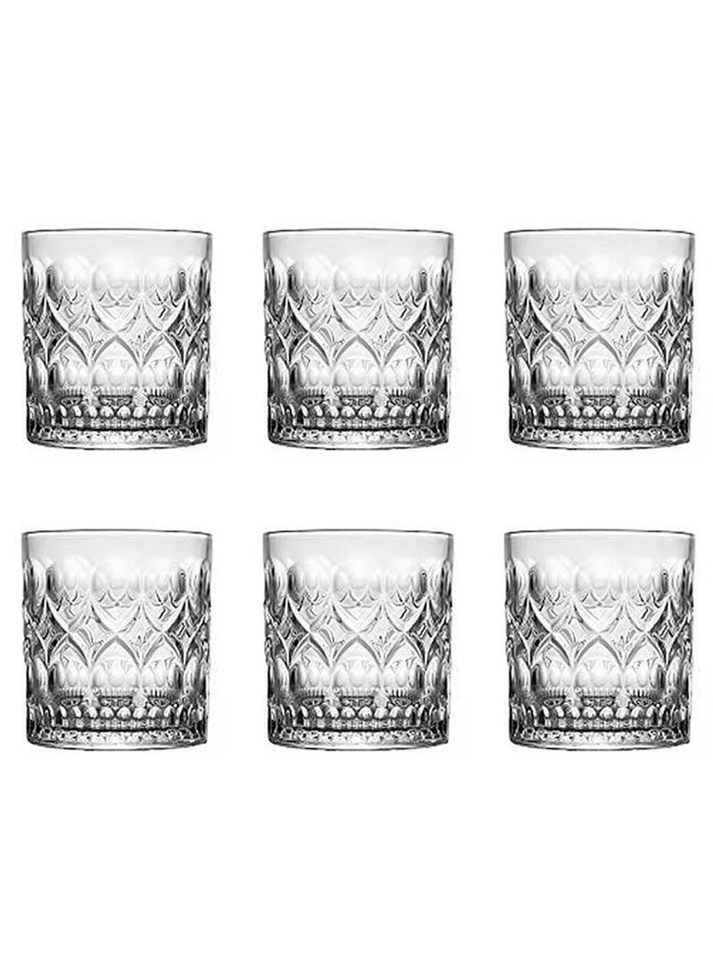Glass Set, Set Of Six, Cullen Carved Vintage Crystal Glass, Can Be Used For Drinking Water, Coffee, Tea, Juice, Milk, 280ML - Image 1