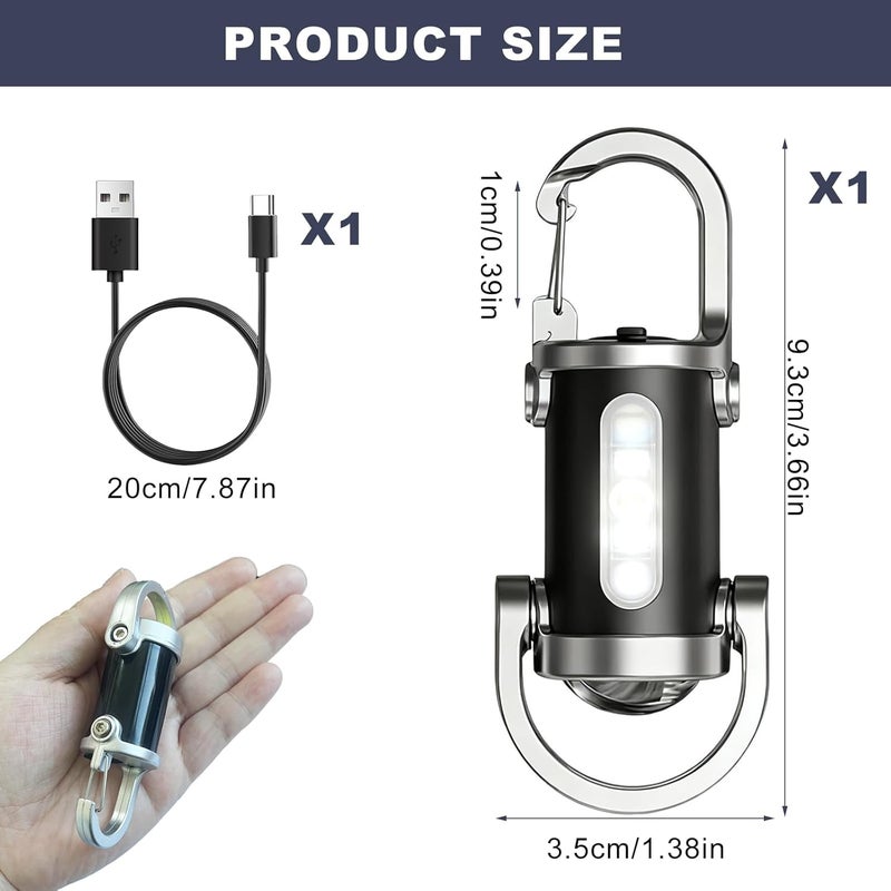CVMGO 500LM Waterproof Rechargeable Mini Keychain Flashlight - EDC Portable LED Torch for Outdoor Use - Image 2