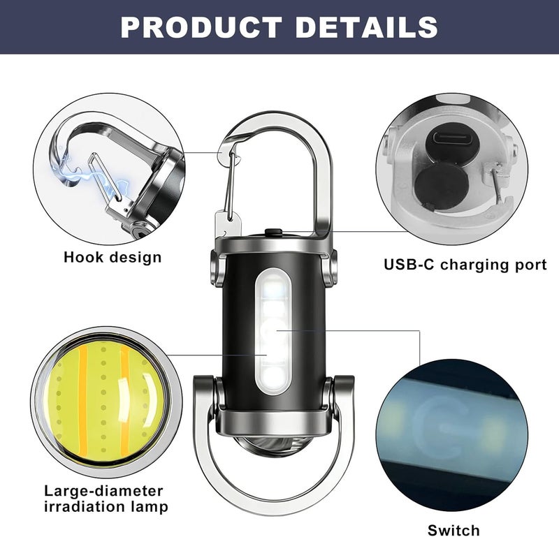CVMGO 500LM Waterproof Rechargeable Mini Keychain Flashlight - EDC Portable LED Torch for Outdoor Use - Image 3
