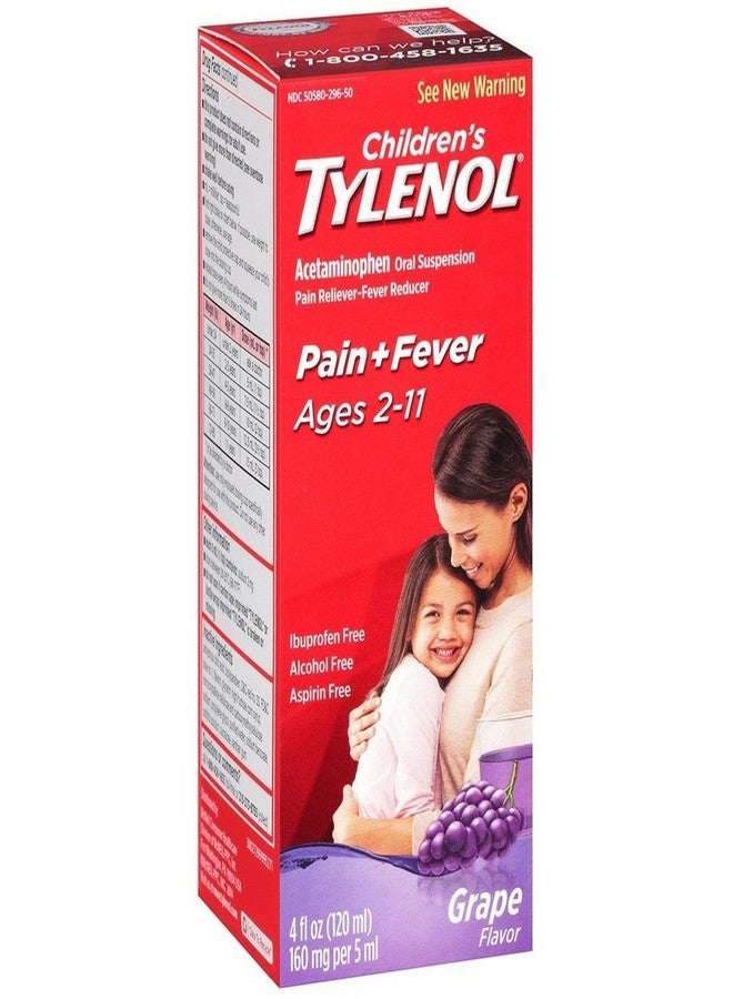 Tylenol Children's Oral Suspension Grape Splash Flavor 4 oz (Pack of 3