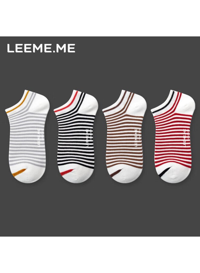Leeme.me Grain Rice women's Spring And Summer Short Socks Ladies Striped Moisture Wicking Breathable Contrast Color Boat Socks 4 Colors - Image 1