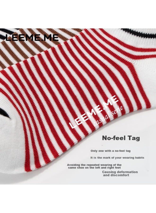 Leeme.me Grain Rice women's Spring And Summer Short Socks Ladies Striped Moisture Wicking Breathable Contrast Color Boat Socks 4 Colors - Image 2