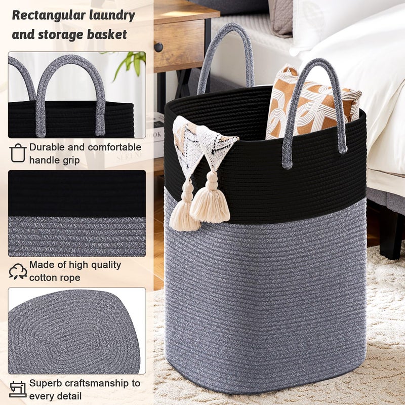 Artfeel Laundry Basket Woven Cotton Rope Laundry Hamper 80L Versatile Storage for Dirty Clothes Baby Toys and Blankets in Bathroom  Nursery and Living Room - Image 2