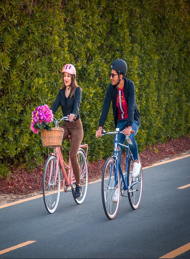 Spartan Platinum City Bike | 26 Inch Wheel Size | 7 Speed Gear Shifter | Peach Color With Basket  - Image 4