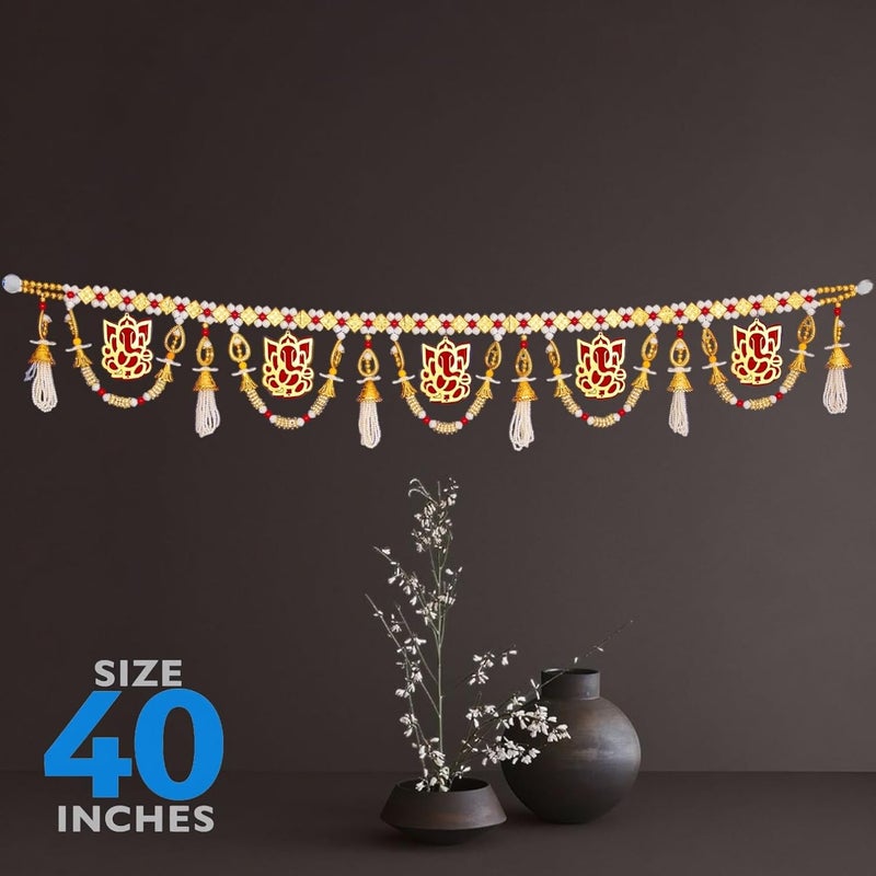 TORNORY Traditional Ganeshay Beaded Door DecorPlastic Beads and Ganeshay Door Hanging Decoration for Home Entrance 40 Inches - Image 2