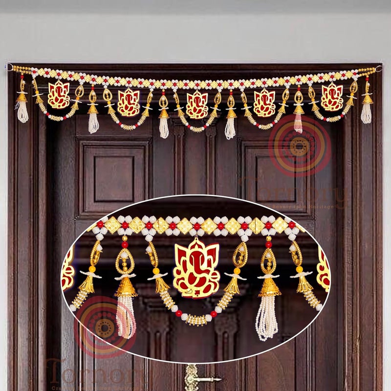 TORNORY Traditional Ganeshay Beaded Door DecorPlastic Beads and Ganeshay Door Hanging Decoration for Home Entrance 40 Inches - Image 1